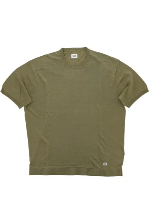 C.P. Company Tops, Heren, Groen, XL, Groene Gebreide Crew Neck Sweaters