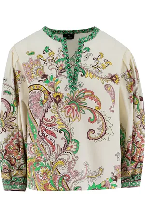 Etro Blouses & Shirts, Dames, Veelkleurig, S, Katoen, Katoenen Paisley Print V-Hals Blouse