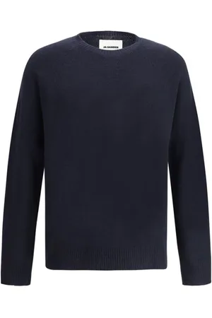 Jil Sander Truien, Heren, Blauw, S, Wol, Naadloze Wollen Trui met Monochroom Patroon