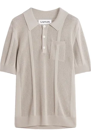 Lanvin Tops, Heren, , S, Katoen, Gebreide Polo met gaatjes