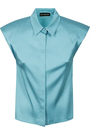MVP Wardrobe Blouses & Shirts, Dames, Blauw, XS, Elegante Maria Vittoria Overhemd