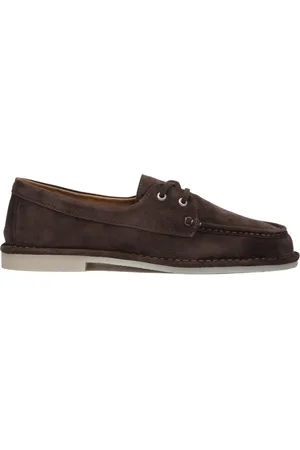Estro Schoenen, Dames, Bruin, 37 EU, Dames Donkerbruine Nautische Stijl Velours Veterschoenen Loafers