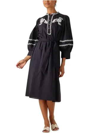 Antik Batik Kleedjes, Dames, Blauw, S, Katoen, Elegante Dali Jurk voor Vrouwen