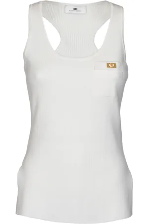Elisabetta Franchi Tops, Dames, , M, Ivoor Tanktop met Racerback