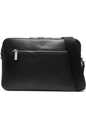 BALDININI Tassen, Heren, Zwart, ONE Size, Leer, Trend Zwarte Leren Schoudertas