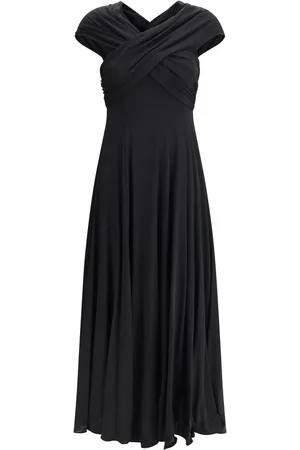 Khaite Kleedjes, Dames, Zwart, L, Gerimpelde Off-Shoulder Maxi Jurk