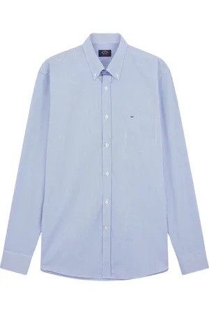 Paul & Shark Overhemden, Heren, Blauw, 4Xl, Katoen, Katoenen Poplin Overhemd met Lange Mouwen