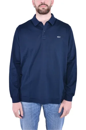 Paul & Shark Tops, Heren, Blauw, 4Xl, Katoen, Lange mouwen katoenen poloshirt