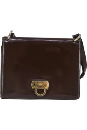 Salvatore Ferragamo Pre-owned, Dames, Bruin, ONE Size, Leer, Tweedehands leren schoudertassen