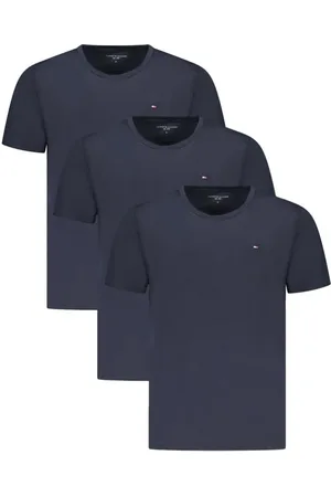 Tommy Hilfiger Tops, Heren, Blauw, M, Katoen, Blauw Katoenen T-shirt met Logo Borduurwerk