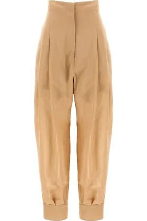 Serafini Broeken, Dames, Bruin, S, Beige Etamine Broek met Fantasieprint