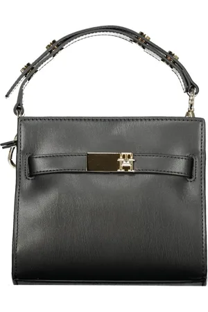Tommy Hilfiger Tassen, Dames, Zwart, ONE Size, Zwarte Dameshandtas met Dubbele Compartimenten