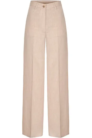 FORTE FORTE Broeken, Dames, Roze, S, Linnen, Roze Linnen Broek