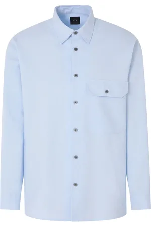 Armani Exchange Overhemden, Heren, Blauw, S, Stijlvolle Overhemden Collectie