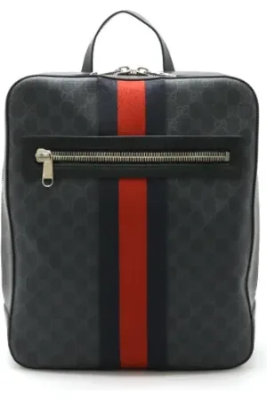 Gucci Pre-owned, Dames, Grijs, ONE Size, Leer, Pre-owned Canvas backpacks