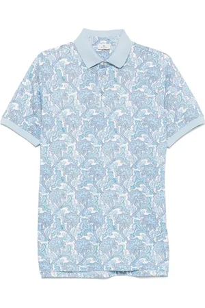 Etro Tops, Heren, Blauw, XL, Katoen, Blauwe Bloemen Paisley Polo Shirt