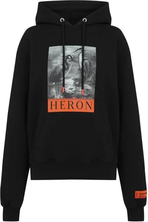 Heron Preston Sweatshirts & Hoodies, Dames, Zwart, S, Katoen, Zwart Logo Hoodie Sweatshirt Katoen Portugal