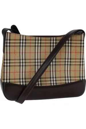 Burberry Pre-owned, Dames, , ONE Size, Leer, Pre-owned Canvas shoulder-bags