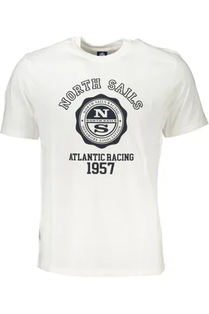 North Sails Tops, Heren, Wit, L, Katoen, Katoen Logo Print Korte Mouw Tee