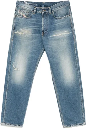Diesel Jeans, Heren, Blauw, W31, Denim, Blauwe Indigo Jeans Knoopsluiting Klassieke Zakken