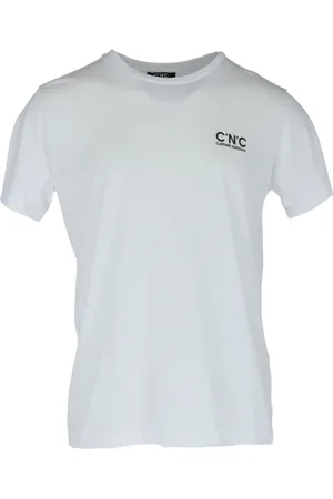Costume National Tops, Heren, Wit, XL, Katoen, Katoenen T-shirt Korte Mouw Ronde Hals