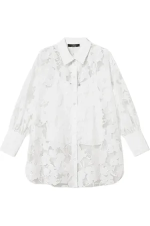 Twin-Set Blouses & Shirts, Dames, Wit, 2Xs, Polyester, Bloemenkant Shirt Bianco Ss 25