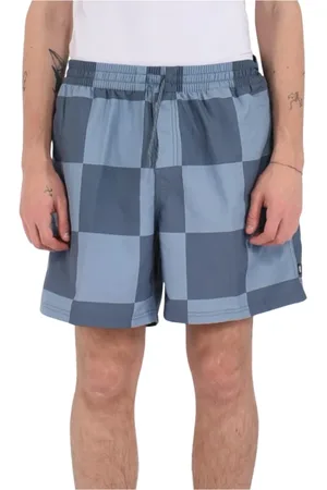Vans Badkleding, Heren, Grijs, XL, Nylon, Nylon Elastische Taille Checker Shorts