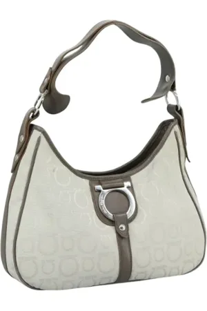 Salvatore Ferragamo Pre-owned, Dames, Grijs, ONE Size, Tweedehands Canvas handtassen