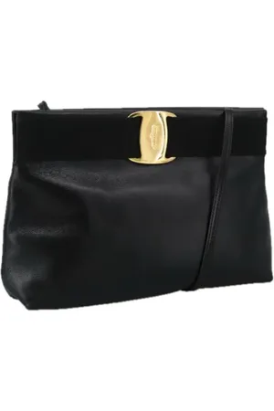 Salvatore Ferragamo Pre-owned, Dames, Zwart, ONE Size, Leer, Tweedehands leren schoudertassen