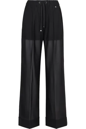 HERNO Broeken, Dames, Zwart, XS, Doorschijnende elastische taillebroek