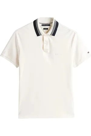 Tommy Hilfiger Tops, Heren, Wit, L, Poloshirt met Interlock Kraagdetail