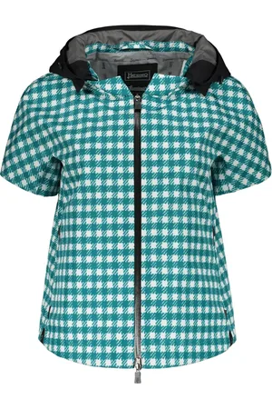 HERNO Jassen, Dames, Groen, S, Polyester, Gedrukte Hoodie met Korte Mouwen