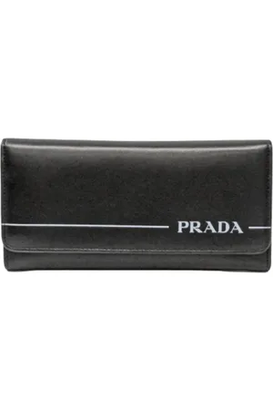 Prada Pre-owned, Dames, Zwart, ONE Size, Leer, Tweedehands leren portemonnees