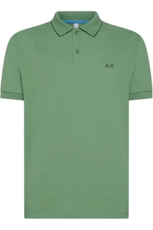 sun68 Tops, Heren, Groen, S, Groene Gestreepte Polo T-shirts en Polo