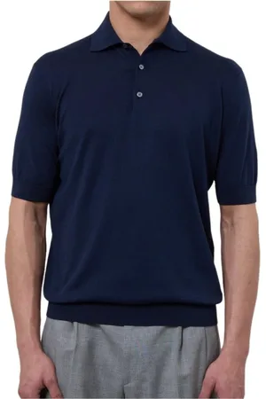 FILIPPO DE LAURENTIIS Tops, Heren, Blauw, M, Katoen, Blauw Katoenen Polo Shirt Regular Fit