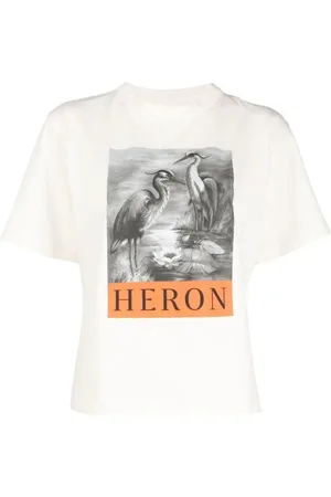 Heron Preston Tops, Dames, Wit, M, Katoen, BW Logo Katoenen T-Shirt