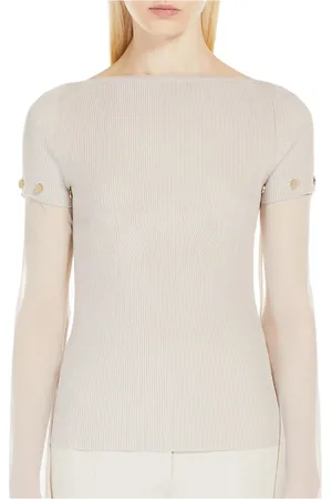 Sportmax Truien, Dames, , L, Polyester, Stretch viscose top in tortora