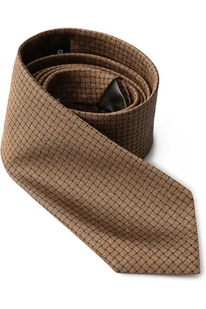 Giorgio Armani Accessoires, Heren, Bruin, ONE Size, Bronzen Zijden Stropdas Jacquard Patroon