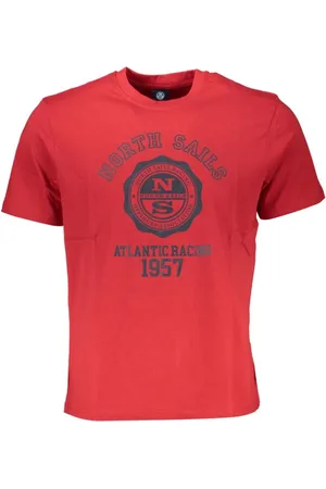 North Sails Tops, Heren, Rood, L, Katoen, Rode Katoen Print Logo T-Shirt