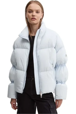 Moose Knuckles Jassen, Dames, Blauw, M, Nylon, Blauwe Nylon Jas & Mantel