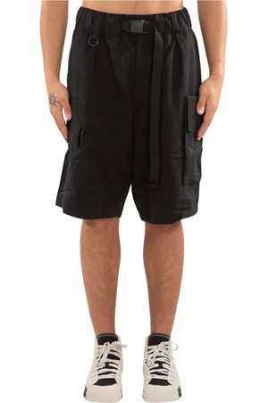 Y-3 Korte broeken, Heren, Zwart, XL, Zwarte Cargo Shorts in Gewassen Twill