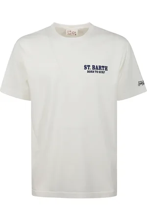 MC2 SAINT BARTH Tops, Heren, Wit, L, Katoen, Wit Katoenen T-shirt met Logo Print