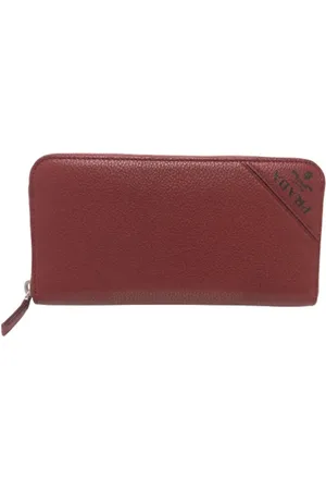 Prada Pre-owned, Dames, Rood, ONE Size, Leer, Tweedehands leren portemonnees