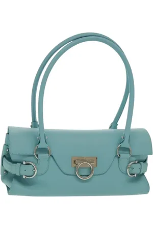 Salvatore Ferragamo Pre-owned, Dames, Blauw, ONE Size, Leer, Tweedehands leren schoudertassen