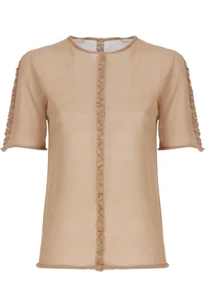 UMA WANG Tops, Dames, Roze, M, Katoen, Roze Katoenen T-shirt en Polo