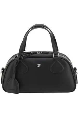 Courrèges Tassen, Dames, Zwart, ONE Size, Elegante Leren Bowling Handtas