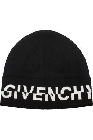 Givenchy Accessoires, Heren, Zwart, ONE Size, Wol, Zwarte Wol Beanie Logo Muts