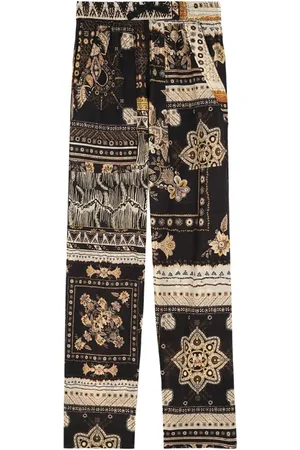 Isabel Marant Broeken, Dames, Veelkleurig, M, Katoen, Zwart/Oker Katoenen Broek