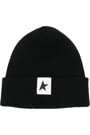 Golden Goose Accessoires, unisex, Zwart, ONE Size, Katoen, Zwarte Gebreide Muts