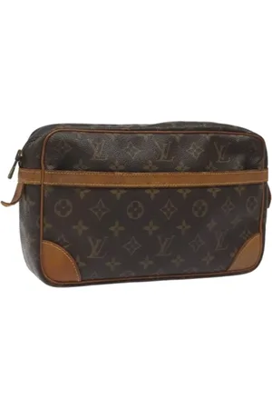 LOUIS VUITTON Pre-owned, Dames, Bruin, ONE Size, Leer, Pre-owned Canvas clutches